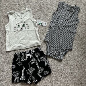 NWT Carter's Tropical Matching Set - Black, White, Gray